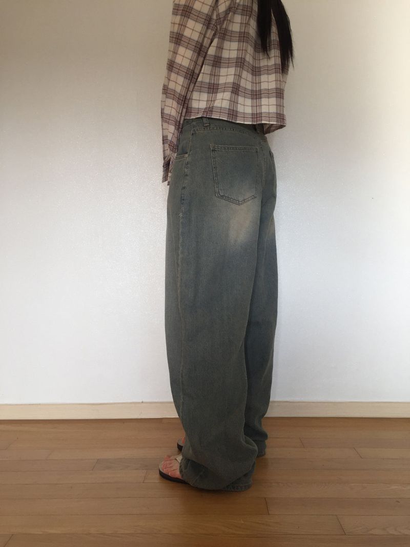 Touch denim wide long pants (2 colors)