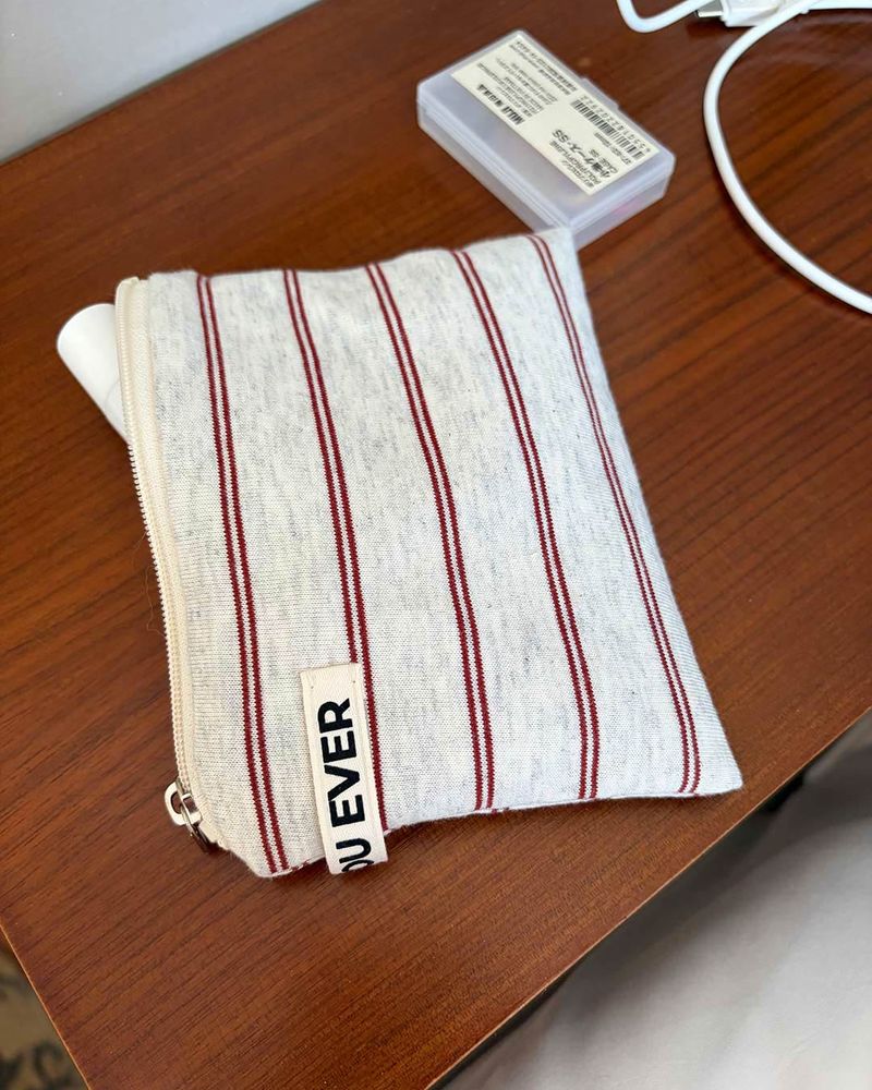 HAVE YOU EVER（ハヴユーエバー）の「Twin stripe flat pouch - brown , S size（Accessories）」