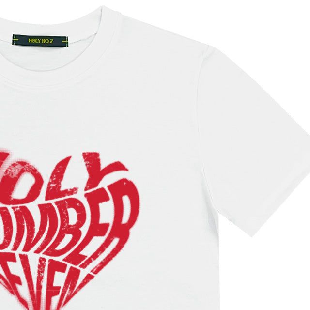 ハートグラフィックスリムフィット半袖Tシャツ_ホワイト&レッド
