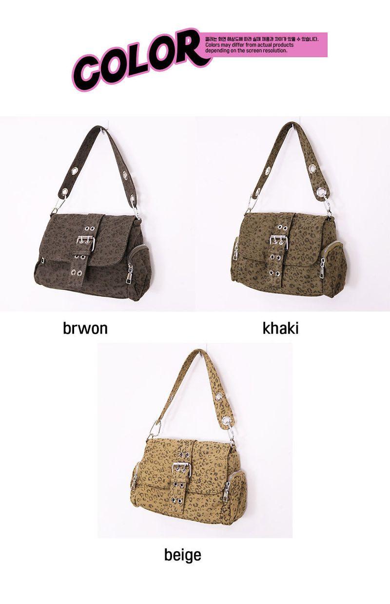 leopard jake buckle cross bag (3color)