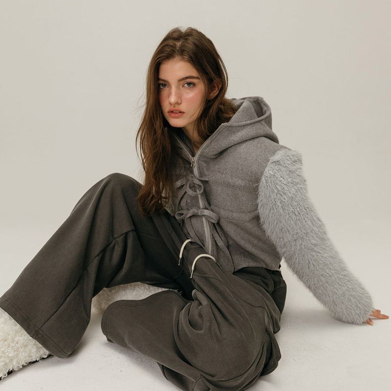 SHEARLING WOOL COAT / GREY