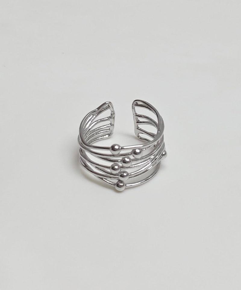Silver Ball Orbit Layered Bold Ring