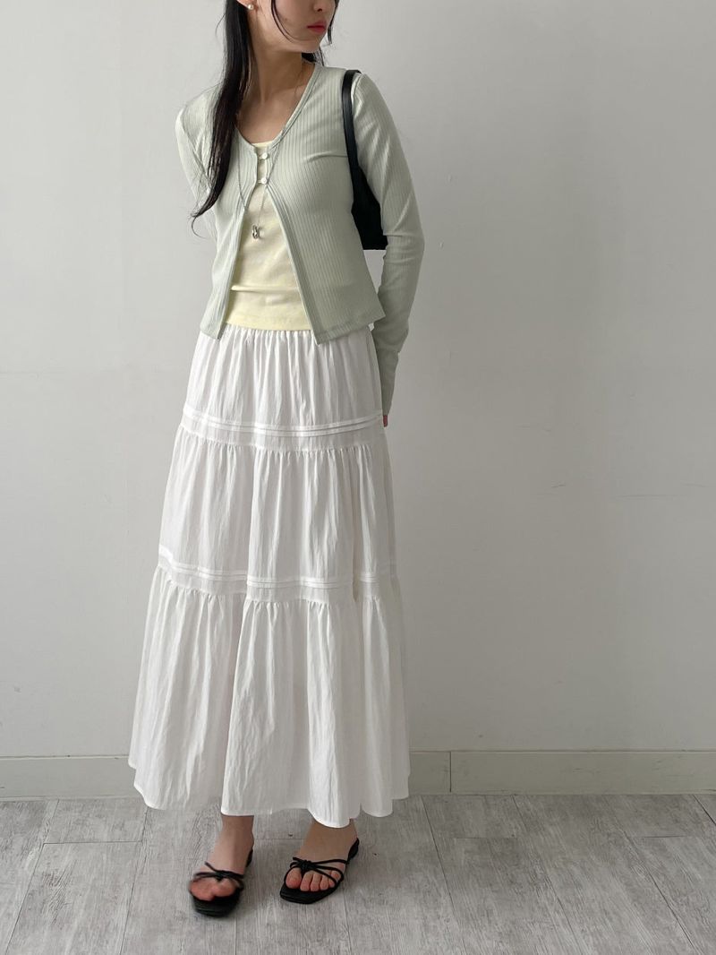 Layered Tiered Flare Long Skirt