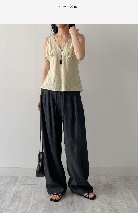 Hachi Shirred Strap Sleeveless Blouse