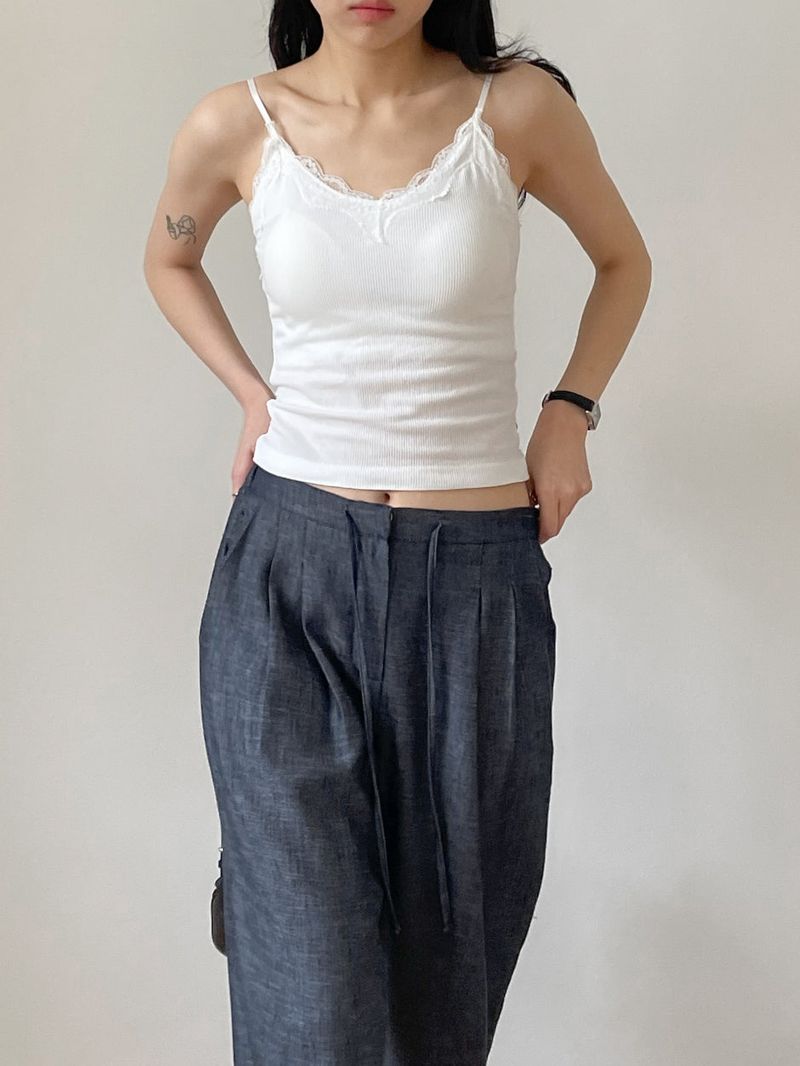 About Banding Wide Denim Pants
