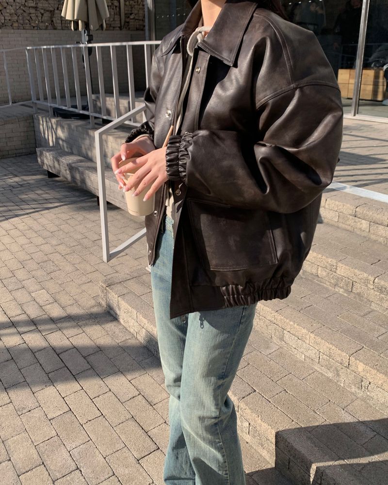 Hidden leather jumper
