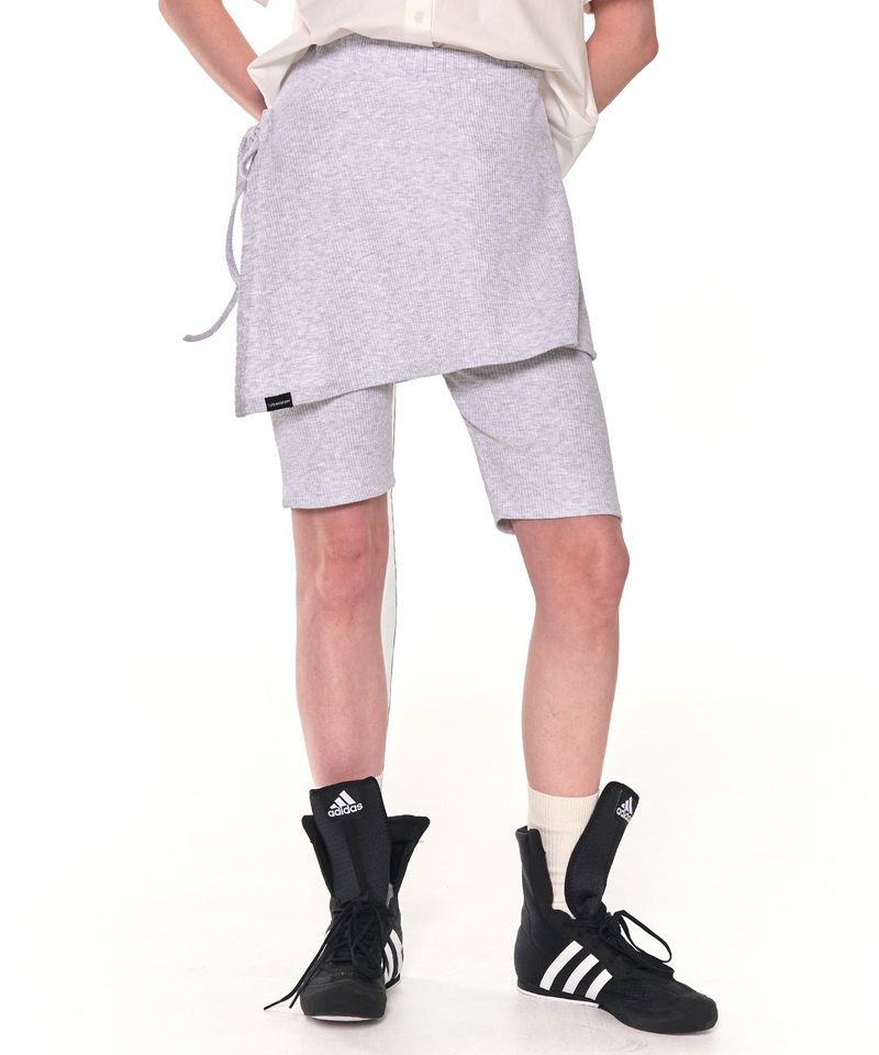 ZIZEMUSEUM(ジゼミュージアム)の「BIKER LAP SKIRT SHORTS (MELANGE WHITE)(Pants)」