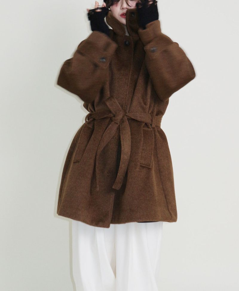 Belted Balmacan Single Alpaca Half Coat (Wool Coat/Winter Coat)