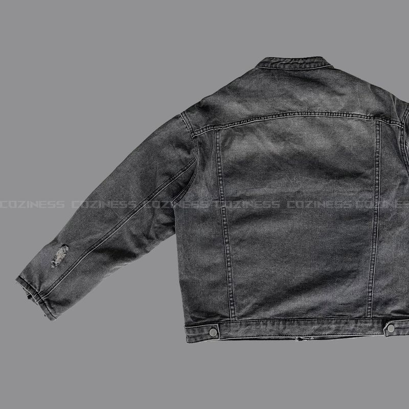 Gray Damage Black Jeans Jacket (D784205639992)