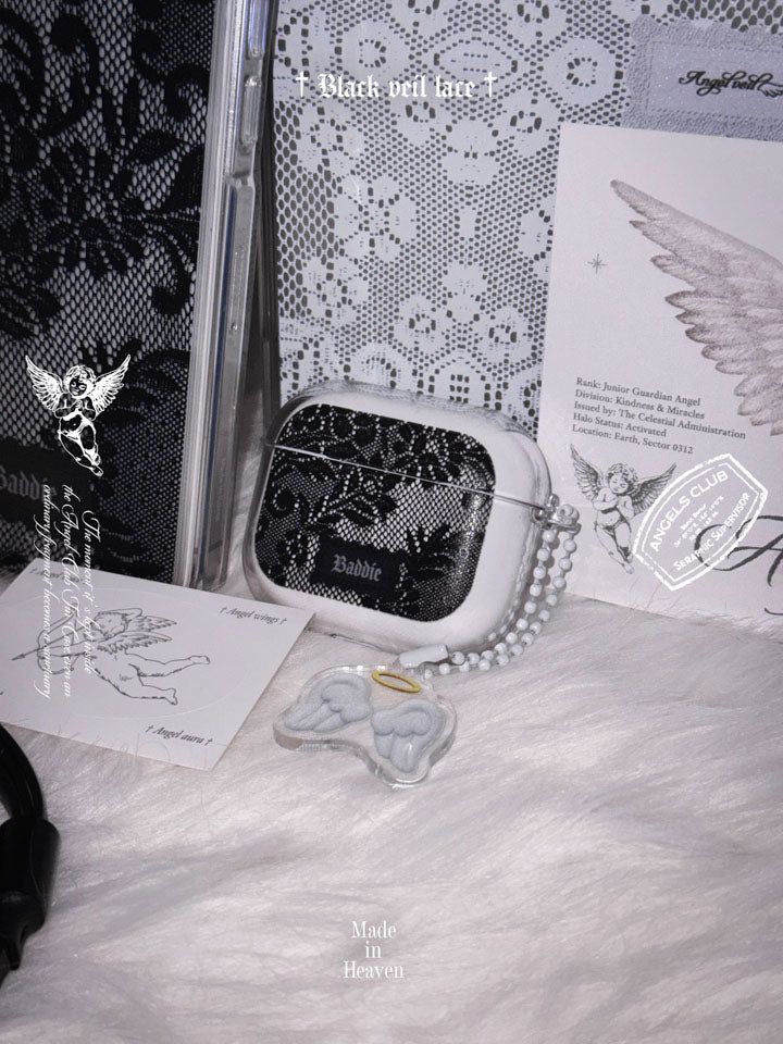 Black Veil Lace AirPods Case