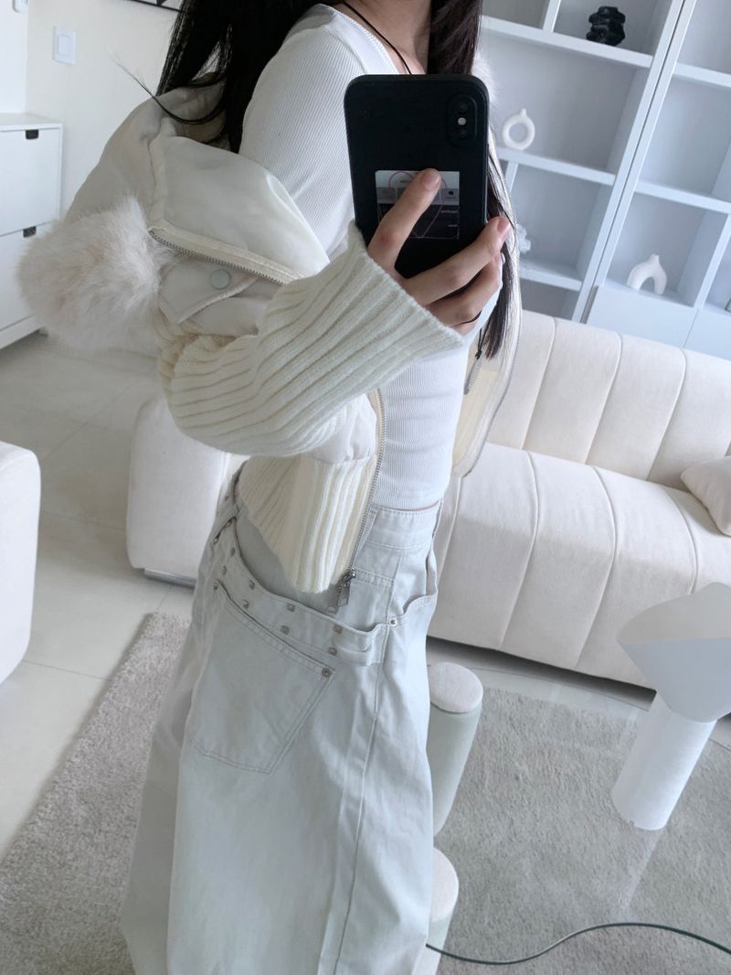スティールフレイムメタルスタッズバルーンフィットワイドロングパンツ (2 colors)