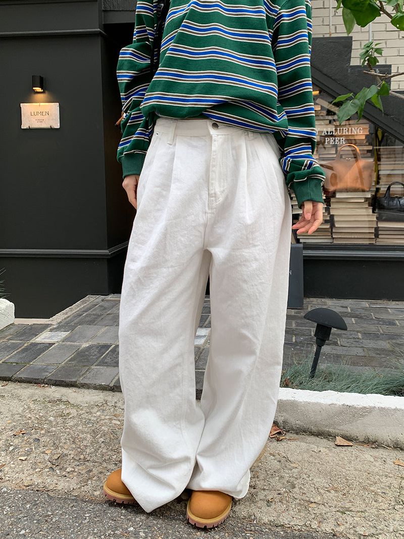 SLAB PINTUCK WIDE JEANS (3C)