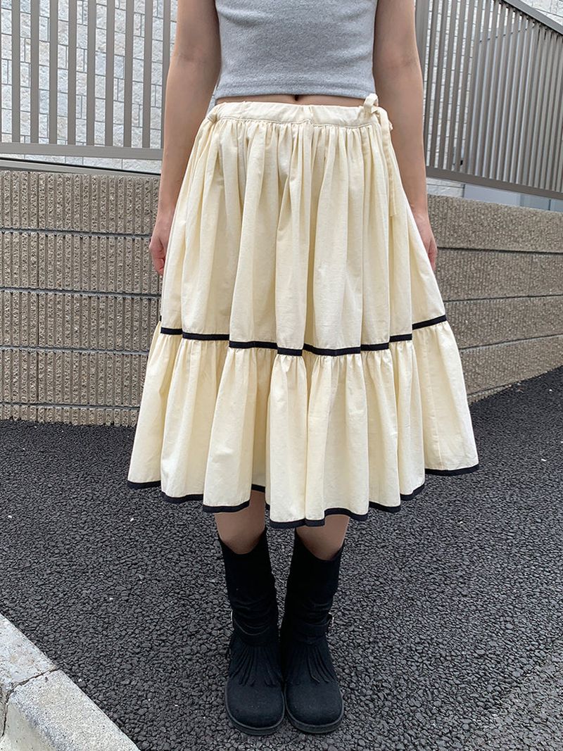 TAPE FLARE RIBBON SKIRT (2C)