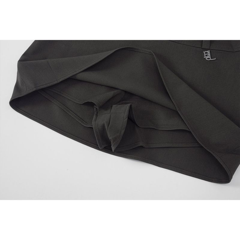 BELT MINI SKIRT-BROWN