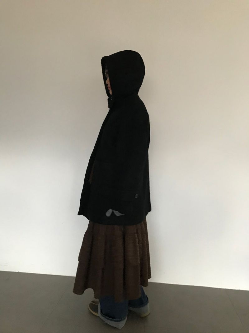 [MD Pick]Fine wool hooded half coat (2color)