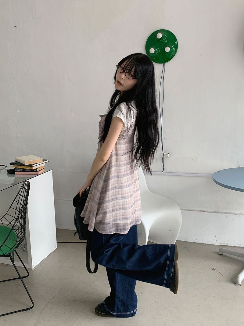 MAUVE CHECK MINI DRESS (3C)