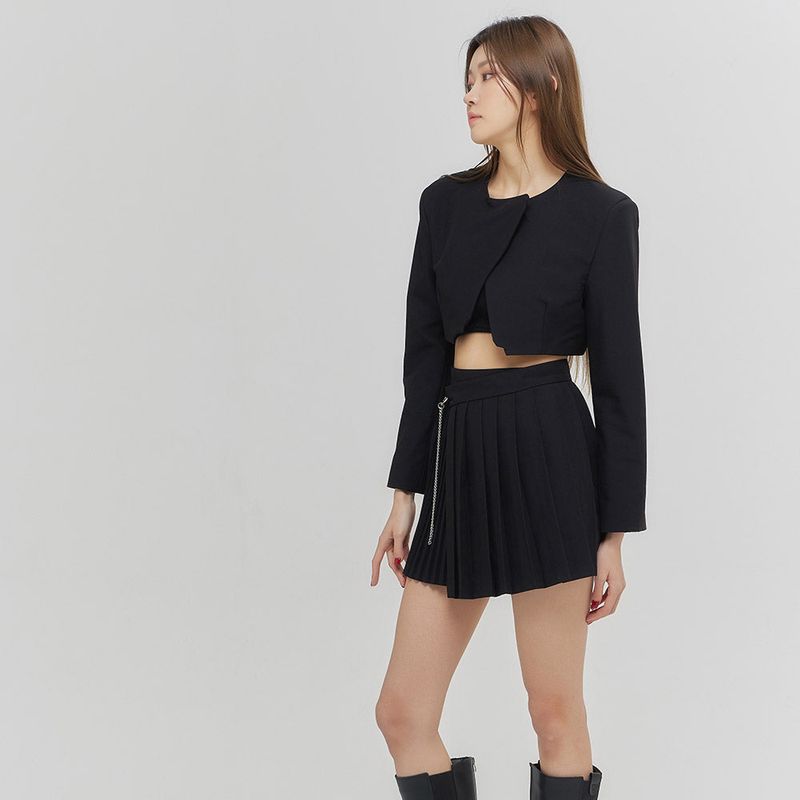 CUTTING CROSS CROP JACKET BLACK