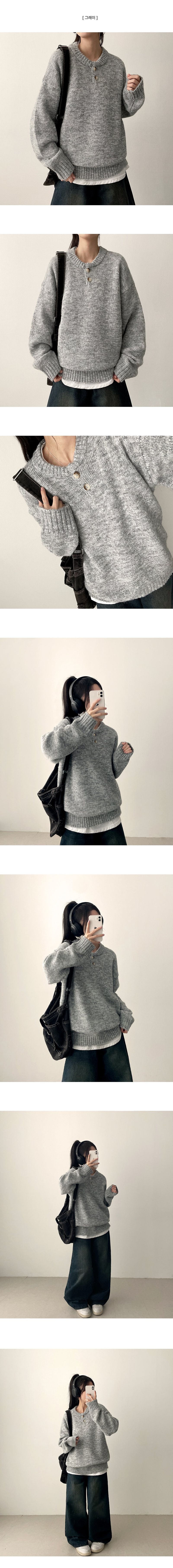 Dove Dotom Henry Neck Snap Round Knit
