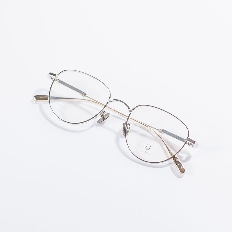 Knouun Round titanium glasses CODE. 102. F Silver N Gray