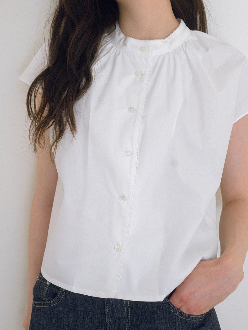 Lace Cap Sleeve Blouse - Ivory