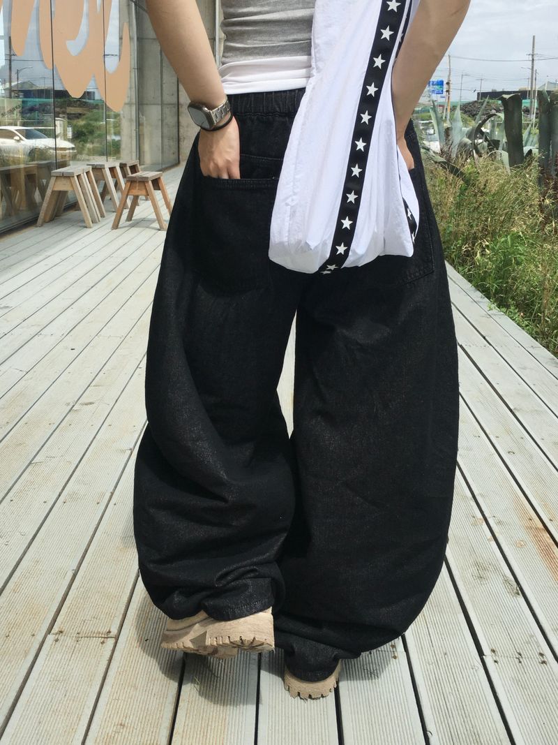Deep green banding balloon pants (2c)