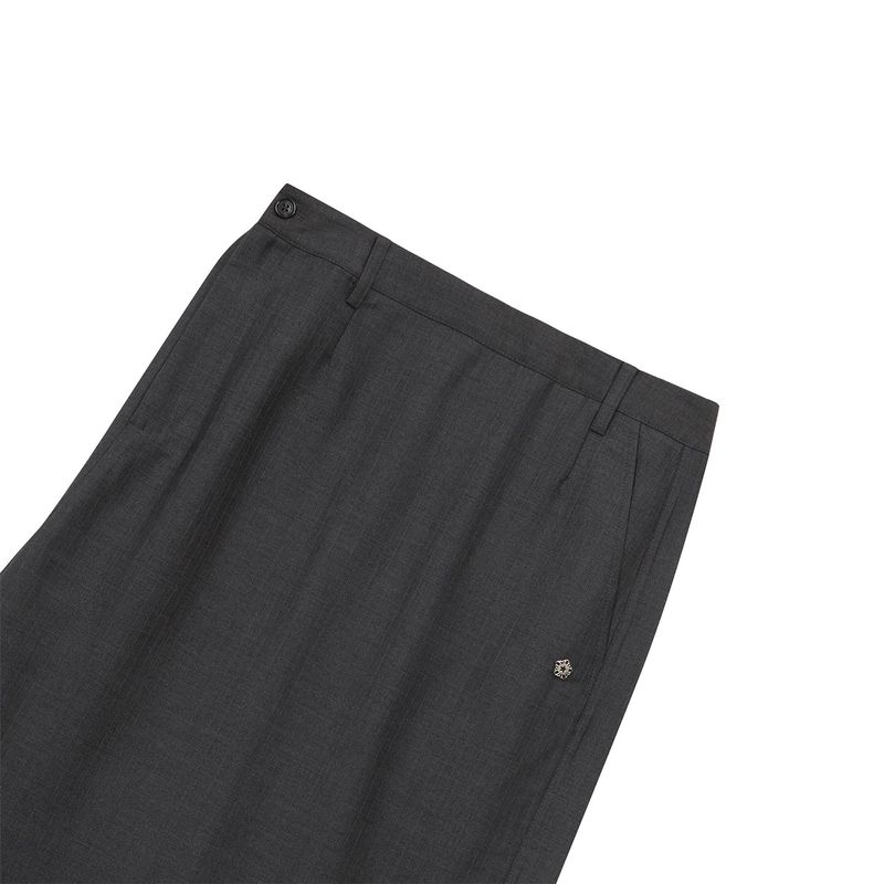 [ULKIN] Asymmetric Stripe Maxi Skirt_Charcoal