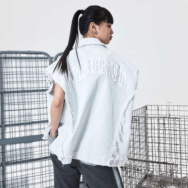 PEOPLEOFTHEWORLD（ピープルオブザワールド）の「Herringbone denim logo best（Tops）」