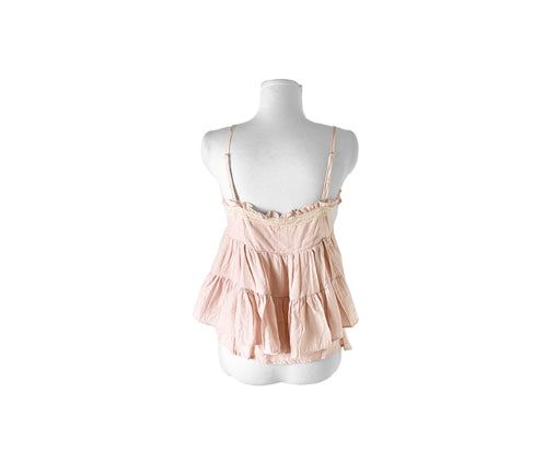 Mealing Frill Button Lace Flared Sleeveless Blouse