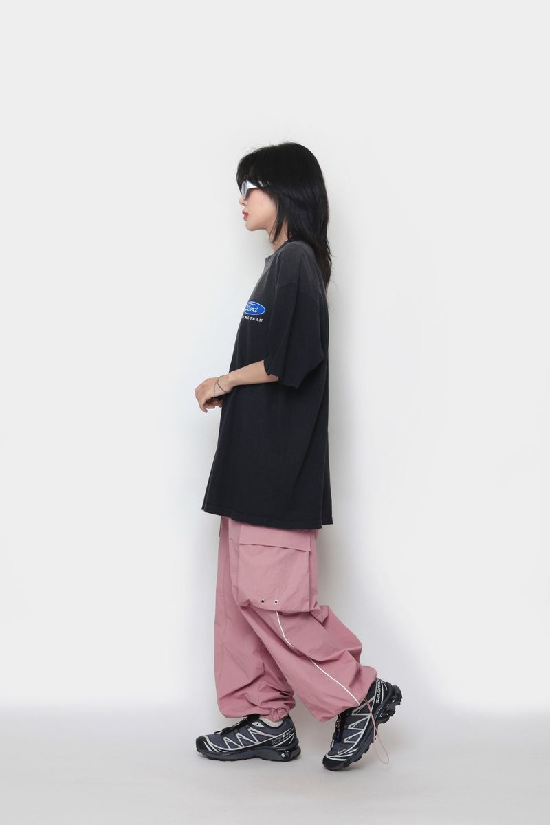 Piping nylon cargo pants