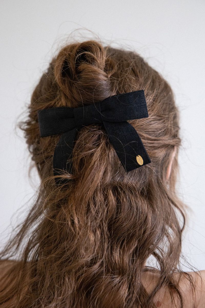  Black corduroy ribbon hairpin