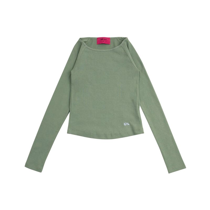 SWITCH123（スウィッチワンツースリー）の「Standard ribbed long-sleeve cropped T-shirt_SYS4TS56LK（Tops）」