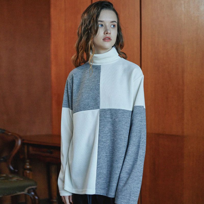 WaiKei(ワイケイ)の「Checkerboard turtleneck t-shirt(Tops)」