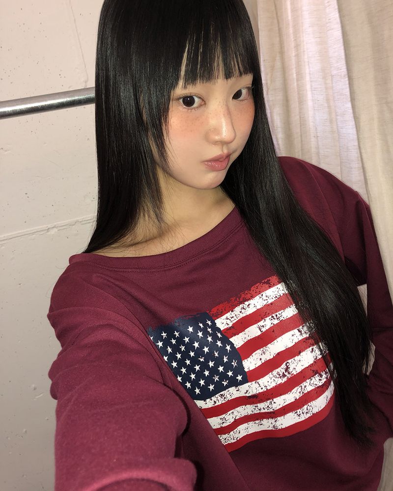 Murhit American Flag Printed One-Off Shoulder Long Sleeve Sweatshirt