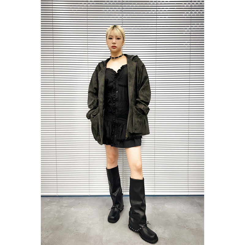 CLOUDY LEATHER HOOD JACKET