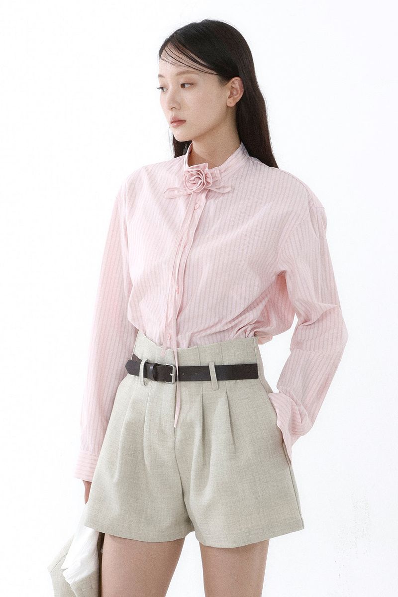 FRONT BELT SHORTS_SAND BEIGE
