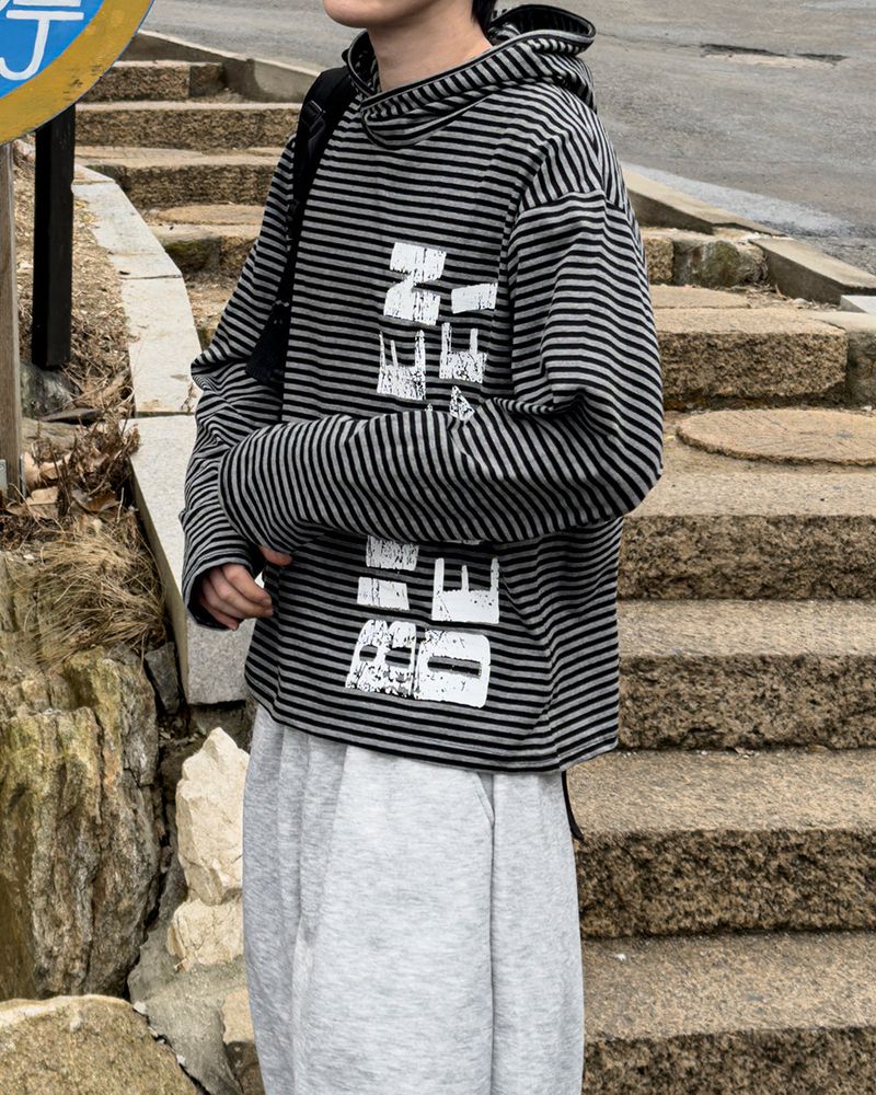 River Fingerhole Stripe Hoodie