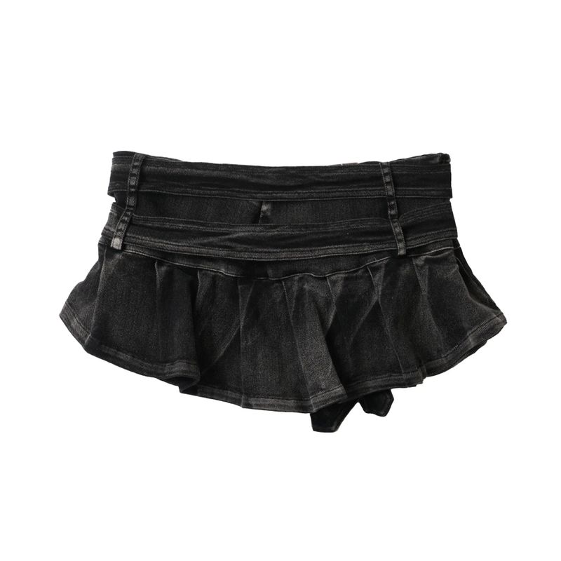 Marlowe Ruffle Belt Denim Skirt