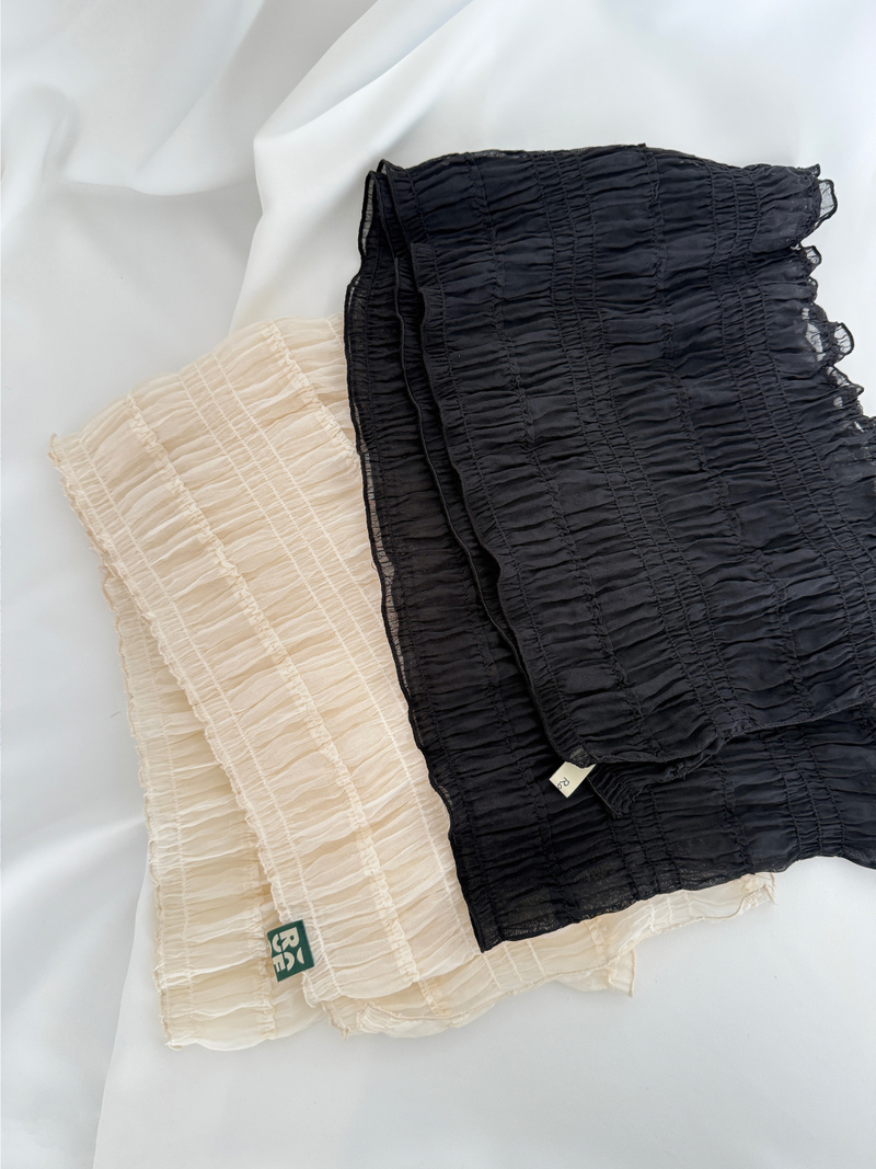 crinkled veil scarf (2color)