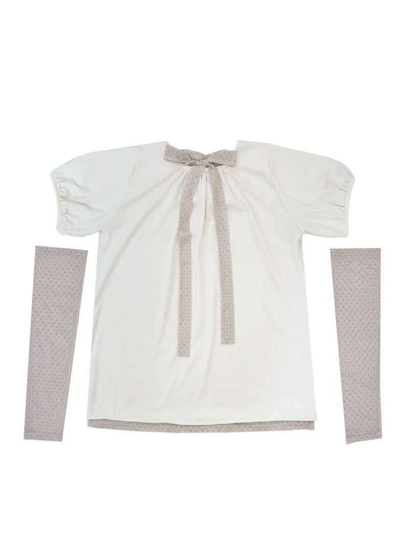 Back ribbon flare top / ivory