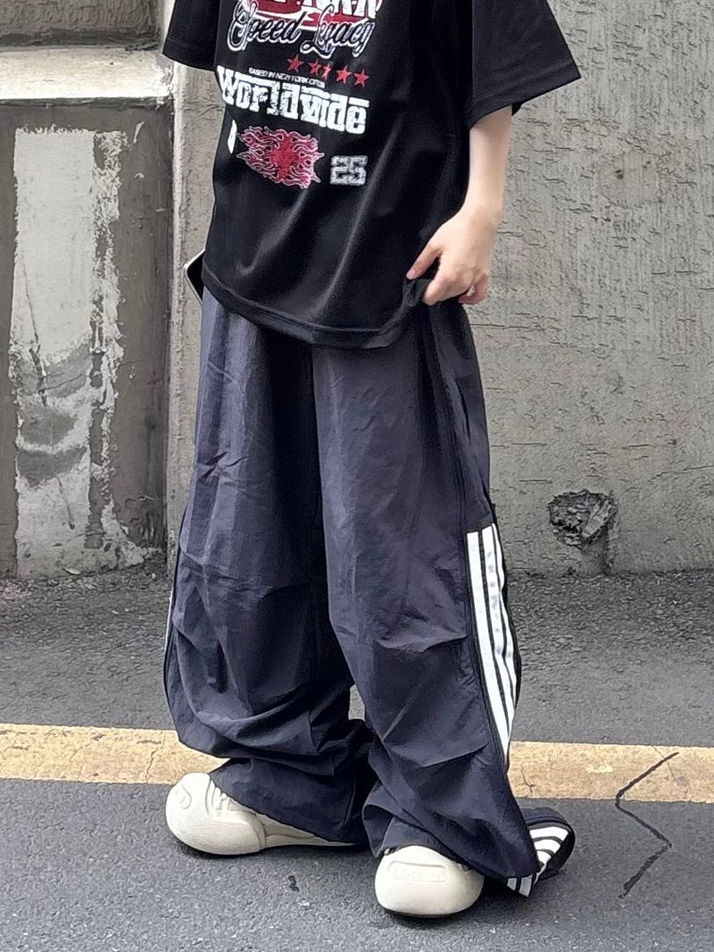 half track side zipper pants
