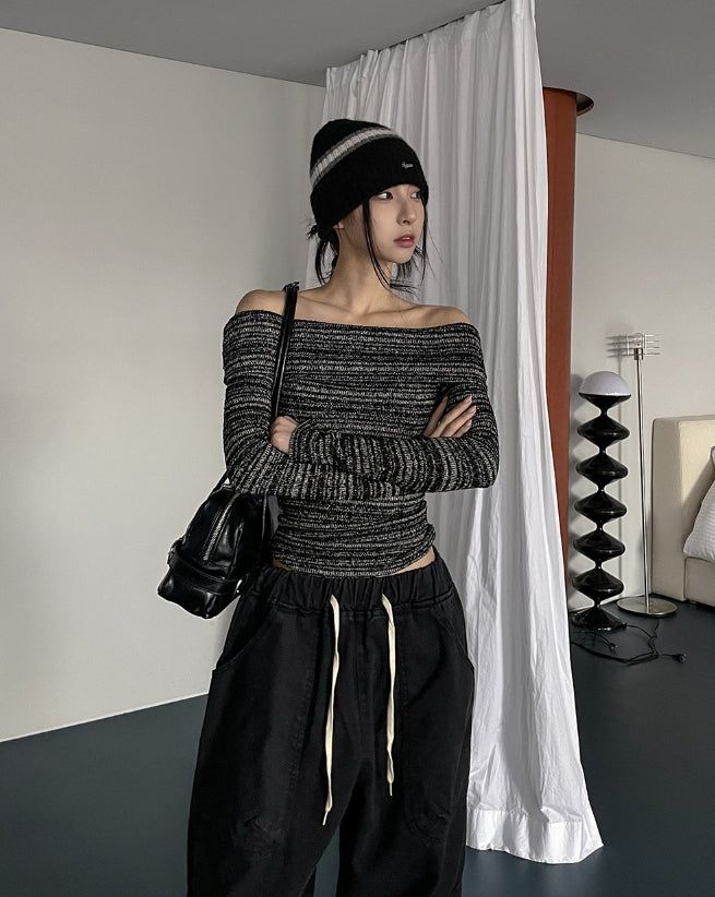 Sein Bokashi Off Shoulder Knit