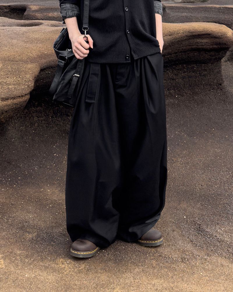 Drape Belted Wide Slacks