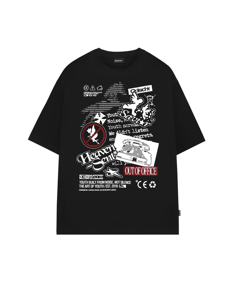 ODDSTUDIO（オッドスタジオ）の「Multi-Collage Graphic Overfit T-shirt - BLACK（Tops）」