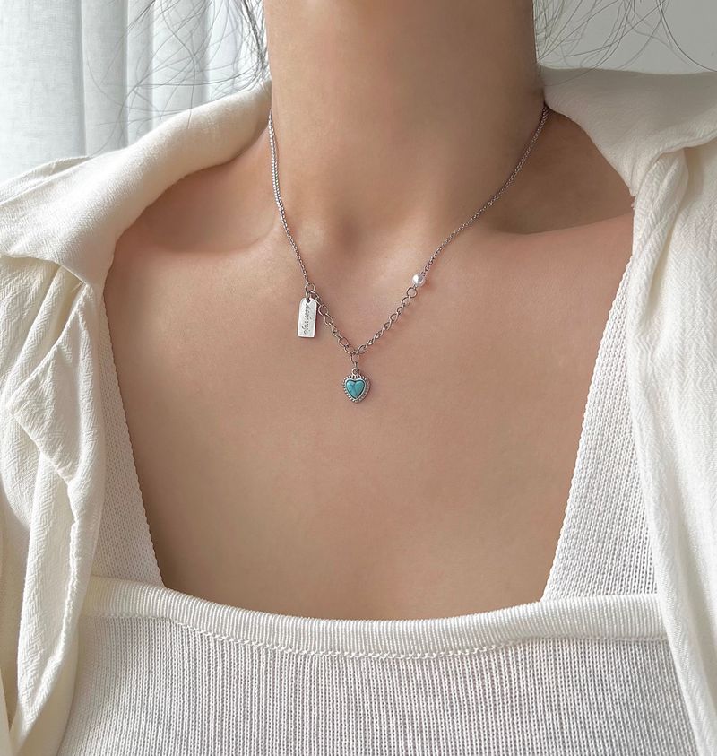 step turquoise gemstone color heart resort necklace