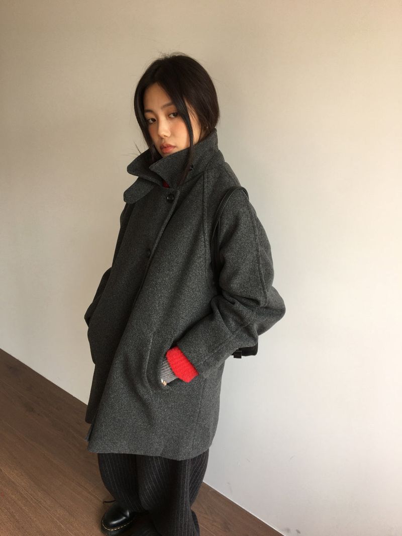 Classic High Neck Half Coat (2 Colors)