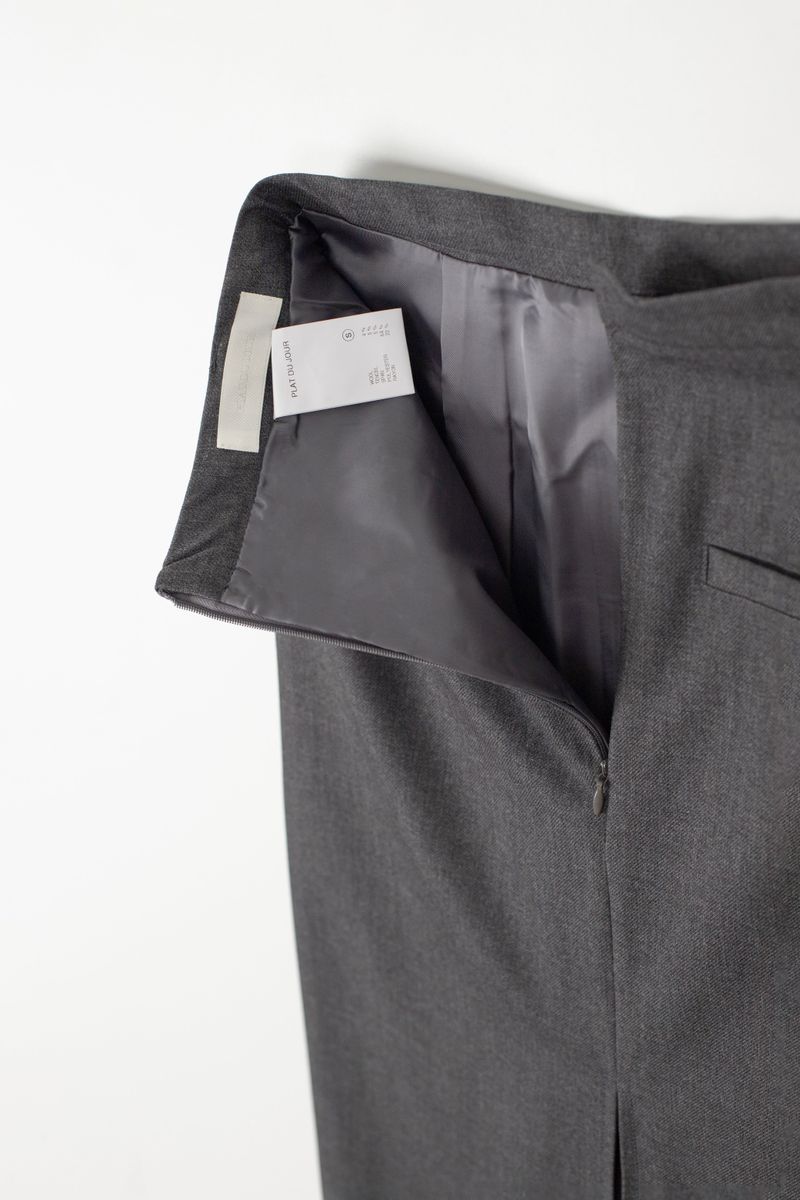 Wool stitch midi skirt (Dark grey)