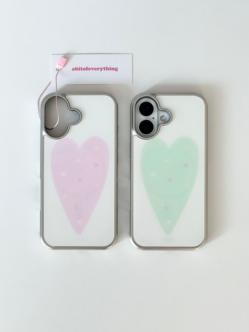[Magsafe] MINT HEART Silver Glass Bumper Case