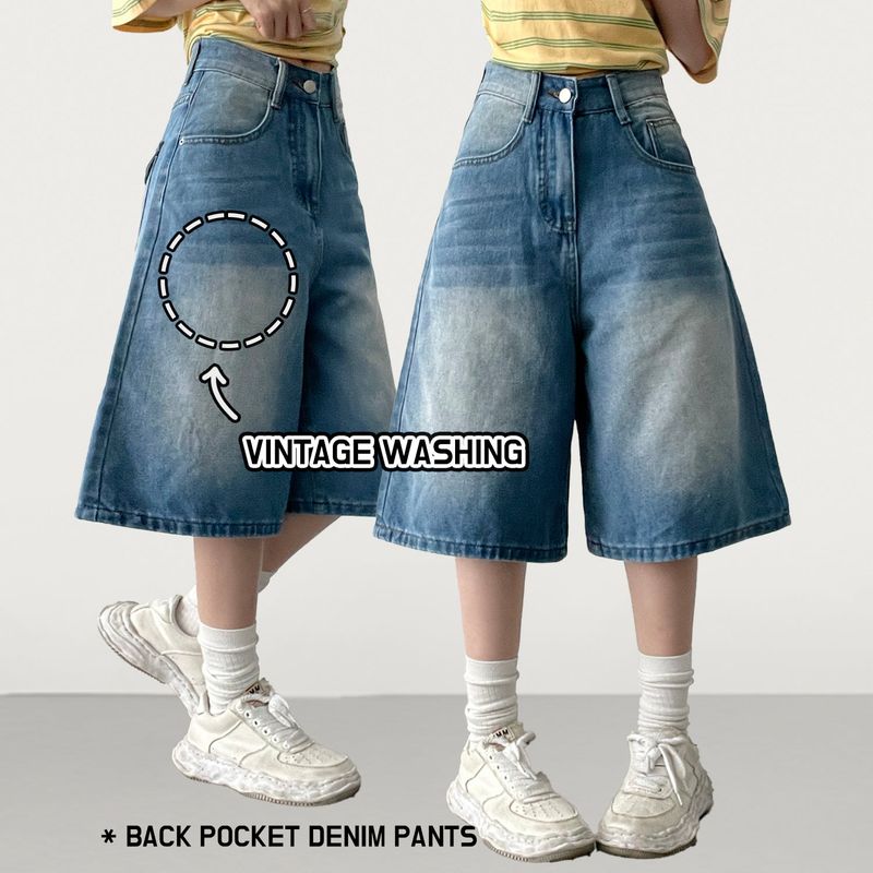 Tee-ho Washing Back Pocket Denim Bermuda Shorts