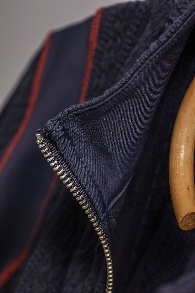 AIR CABLE KNIT HALF 2WAY ZIP UP JACKET-NAVY LIGHT