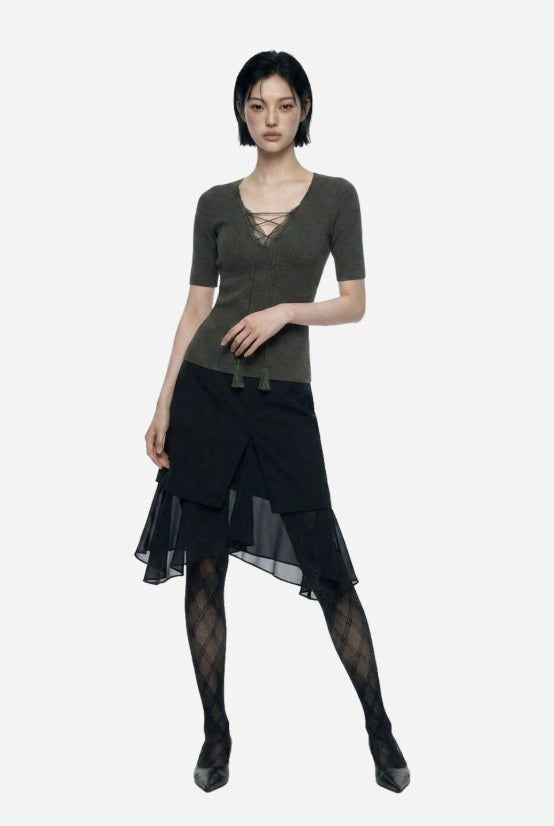 EEUN（イウン）の「Layered Chiffon Midi Skirt（Skirts）」